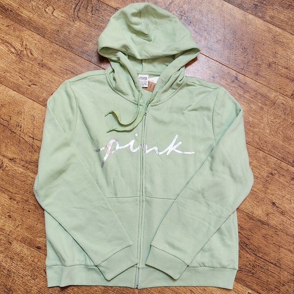 PINK VICTORIA'S SECRET Mint Green Silver Metallic Jogger Set - XXL - Picture 2 of 7